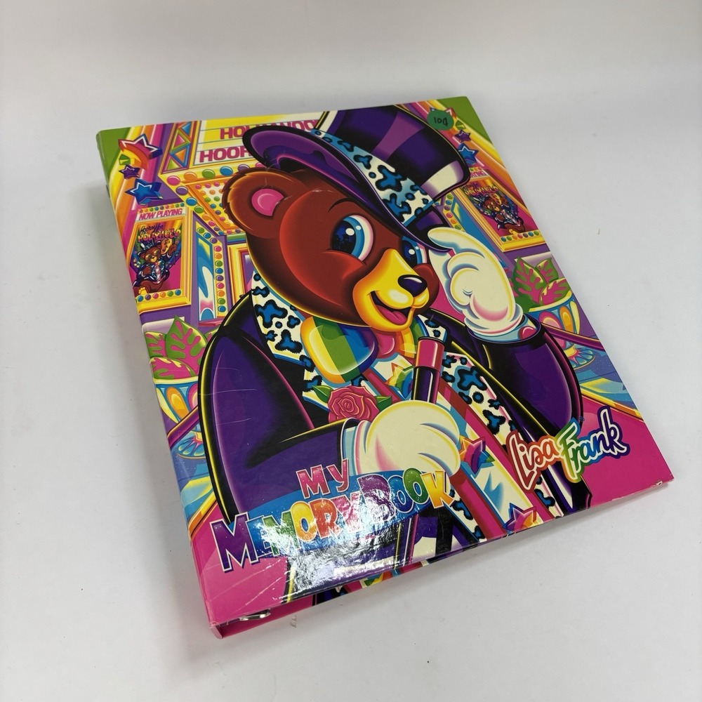 Vintage Lisa Frank My Memory 3 Ring Binder Bear Top Hat Hollywood